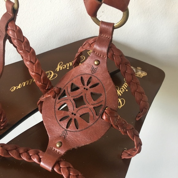 Juicy Couture Sandals Boho Studded Woven Cutout Real Leather Gladiator Flats 7 - Picture 7 of 8